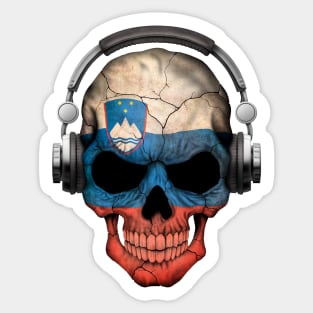 Dark Skull Deejay with Slovenian Flag Sticker